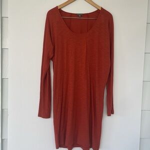 Lilla P Women’s Rust Terracotta Long Sleeve Dress Jersey Knit Pima Modal Blend
